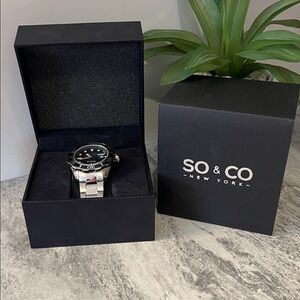 Men's Black Dial Stainless Steel Watch